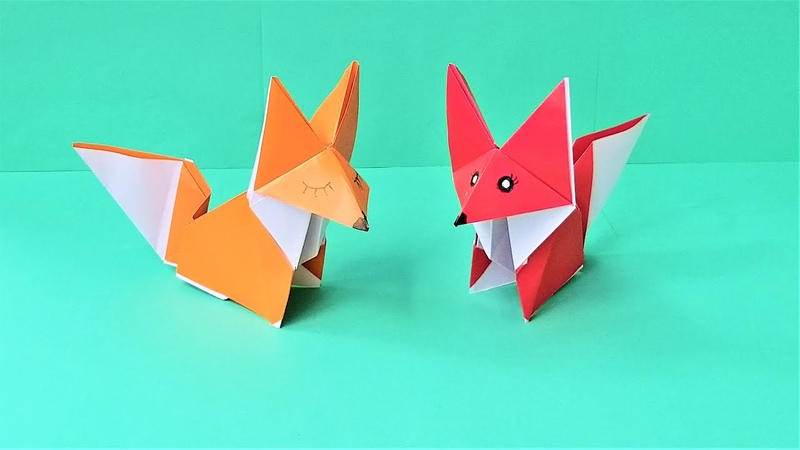 DIY ORIGAMI PAPER FOX . From a single sheet of paper without glue, Easy Paper Crafts