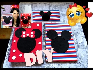 DIY-Volta as aulas Caderno e estojo mickey & minnie (customização material escolar)