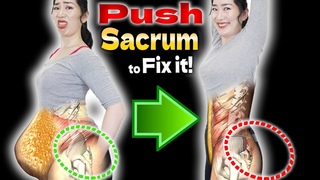 Push Sacrum and Raise your Arms 5 times a day for 2 weeks, then Bulging Belly Fat will be Removed