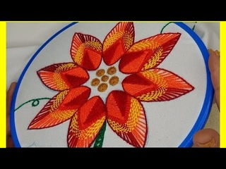 bordar  flor nochebuena /puntada  para hojas y flores #bordadodefantasia