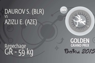 Repechage GR - 59 kg: E. AZIZLI (AZE) df. S. DAUROV (BLR), 12-7