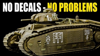 Olive Drab And Hand Painted Markings - Painting a Free French Forces Char B1 bis (Trumpeter 1/72)
