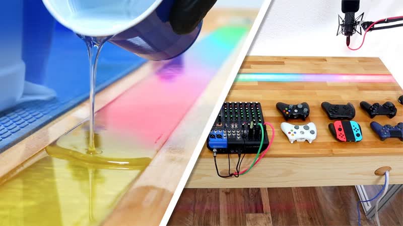 Rainbow Resin LED Desk DIY (+ ultimate cable organization