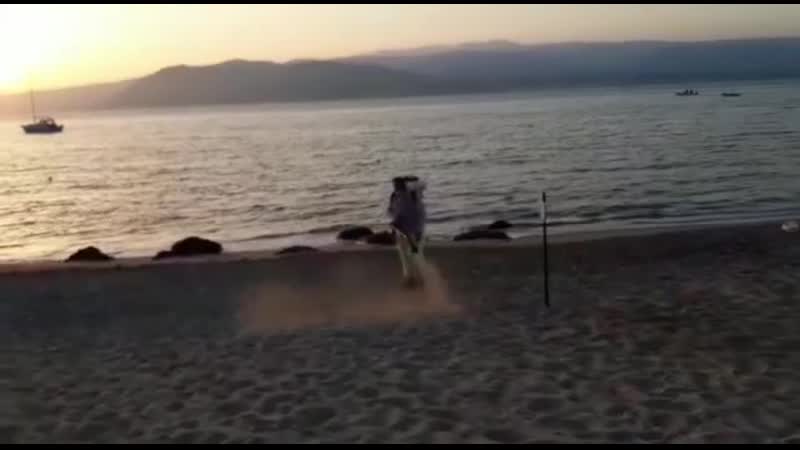 Beach covid spraying in