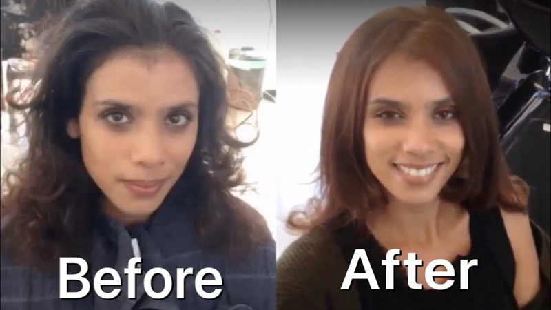 Hair makeover from black curly hair to light bruin style hair step by step, Hairstyles