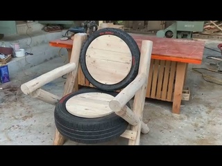 DIY Woodworking,How To Make Chair From Old Wood And Tires