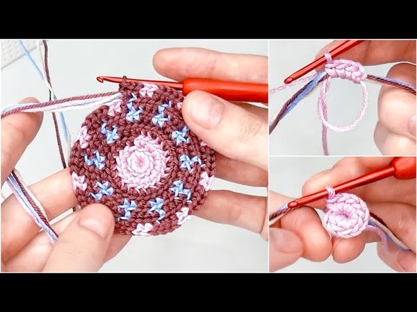 2 способа начать вязание круга Жаккард крючком, How to start a crochet