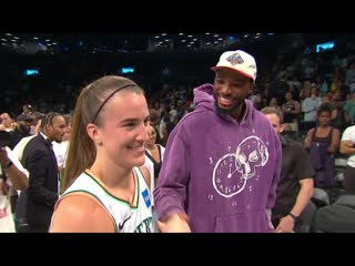 Sabrina Ionescu daps up Mikal Bridges after fourth career triple-double | WNBA on ESPN