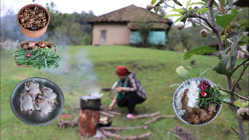 In Village We Coocked Fesenjoon a Delicious Wallnut and Chicken Stew Village Cooking Vlog