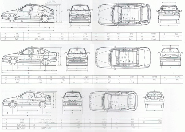 Чертеж рено логан 1 Renault Megane (1996). Фотография из альбома Renault - 3 из 14 ВКонтакте