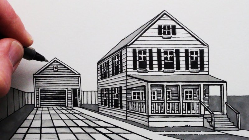 How to Draw a House using One Point Perspective Step by