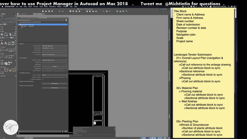Learning how to set up Project Manager in Autocad for Mac