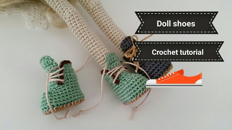 How to crochet doll winter shoes, mini booties