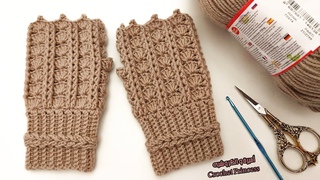 جوانتي كروشيه من تصميمي / قفاز بدون اصابع Crochet fingerle