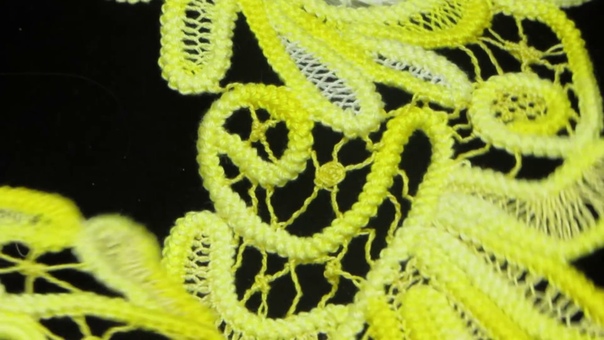 Rosettes and spider web stitches twisted brides all from the backside of the