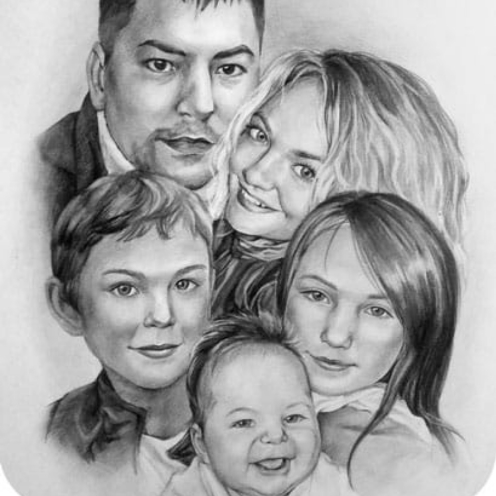 Семейный портрет карандашом