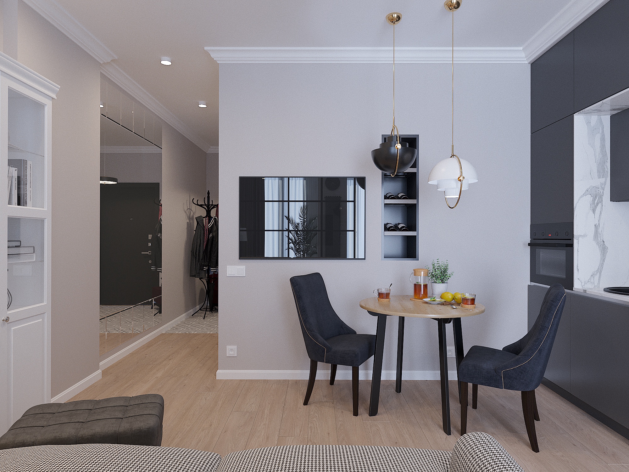 Проект квартиры-студии 37,7 кв.