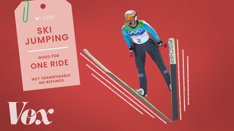 Why ski jumpers hold their skis in a