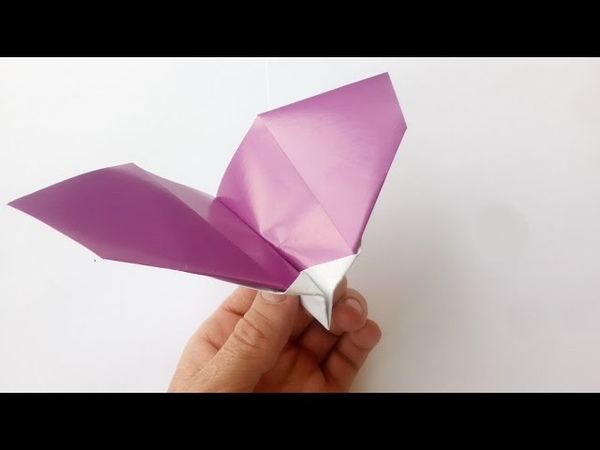 Самолет летучая мышь (машет крыльями) оригами, Origami bat plane