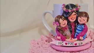 Taza Mam e Hijos en porcelana fra | Idea Regalo Da de la Madre | Manos Creativas by Rossy Rivera