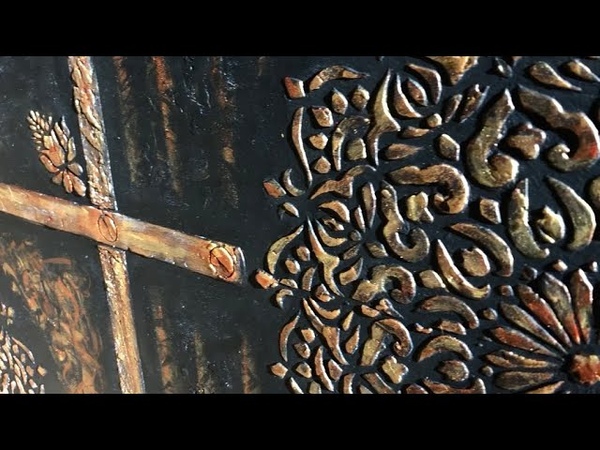 Antique gold rusty wall art painting by Li