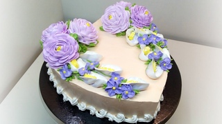 Торт с каллами и розами(крем БЗК). /Cake with Calla lilies and roses(protein custard).