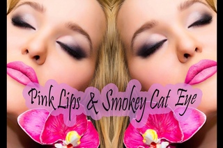 Макияж растушеванные стрелки и розовые губы.Pink Lips & Smokey Cat Eye