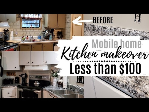 Kitchen makeover on a budget, Less than 100 mobile home kitchen makeover, Modern farmhouse