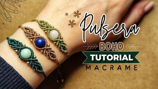 Pulsera de Macrame FCIL con PIEDRA NATURAL #40 | DIY Easy Macrame Bracelet with Stone Tutorial