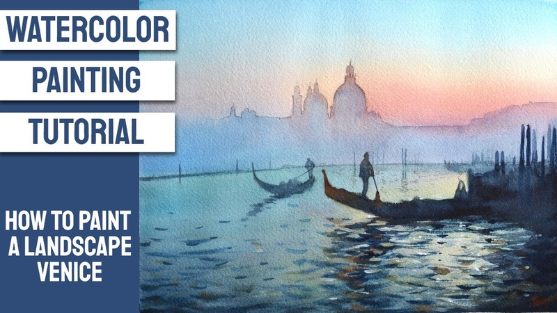 WATERCOLOR Painting TUTORIAL How to Paint LANDSCAPE View of